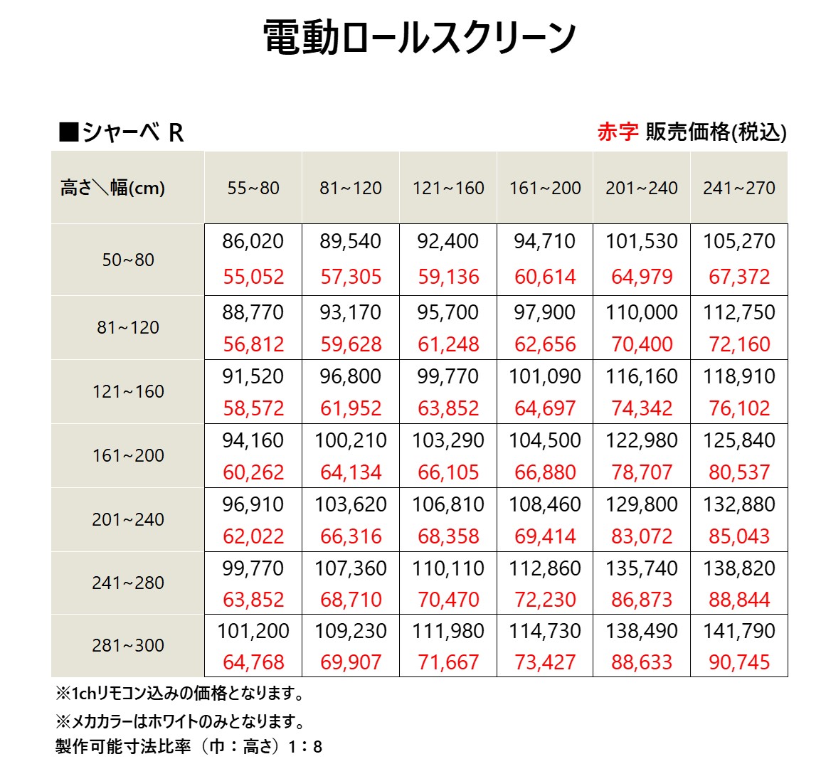 電動ロールスクリーン RS101～RS287 サンゲツ RBコレクション（1台から