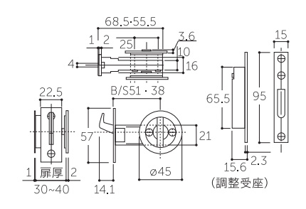 金物 A-106 丸喜金属 チューブラ引戸鎌錠(ディンプルシリンダー) (一般