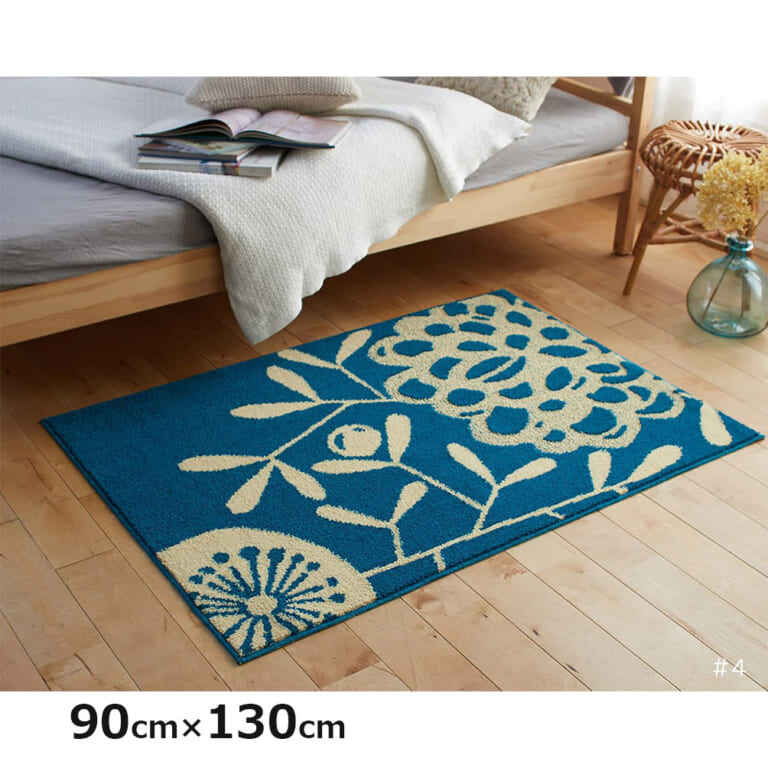 ラグu0026マット 134-60609 スミノエ DESIGN LIFE HANAKAZARI RUG #4 ブルーグリーン 90cm×130cm  (1枚から販売） | OAフロア等の激安販売｜オフィスライン