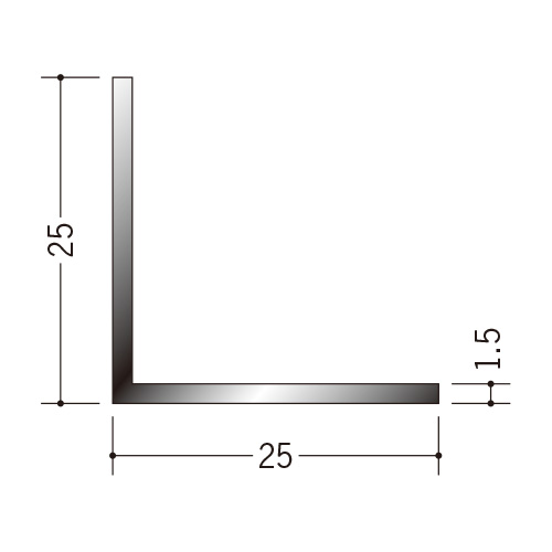 金物 55092 創建 アルミカラーアングル 1.5×25×25BW 3m (1本から販売