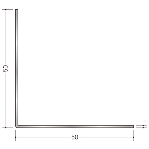 金物 56007 創建 アルミ折曲げ L1×50×50 アルマイトシルバー 3m (1本