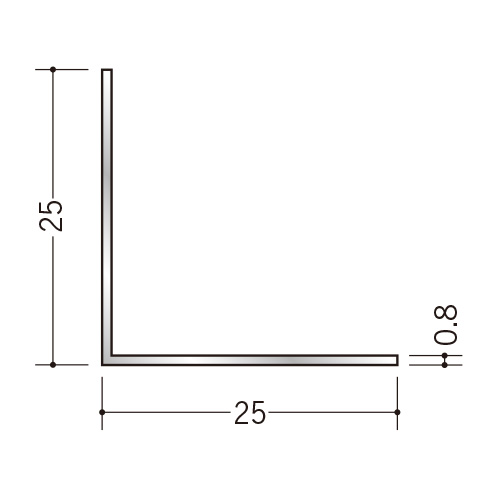 金物 56040 創建 アルミアングル 0.8×25×25 アルマイトシルバー 3m (1