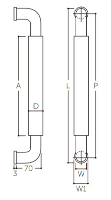 金物 W-5000 丸喜金属 ナチュラルO型ハンドル 両面用・30φ 450mm HL (1