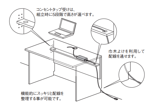 オフィスデスク WDS-ME140(DBR) 弘益 ワークテーブル W1400×D600